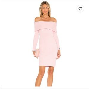 Milly off the shoulder dress in blush & wine
